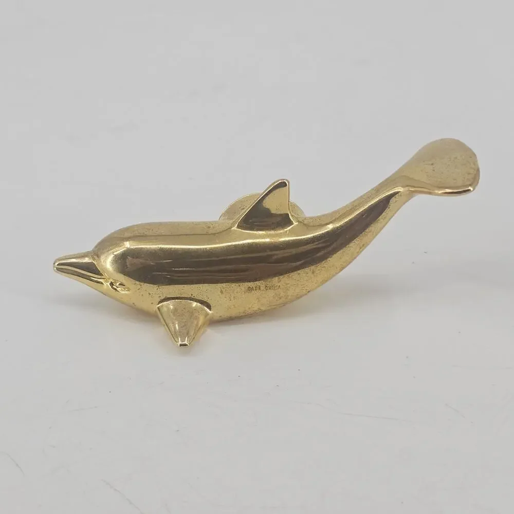 SMALL BRASS QUARTZ CLOCKS Dolphin NEED BATTERIES Goldtone 4